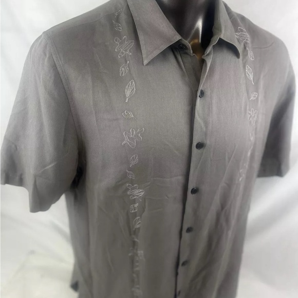 Nat Nast Luxury Originals Mens Shirt Large  Embroidered Panel Zinc Silk  Cotton - Picture 5 of 12